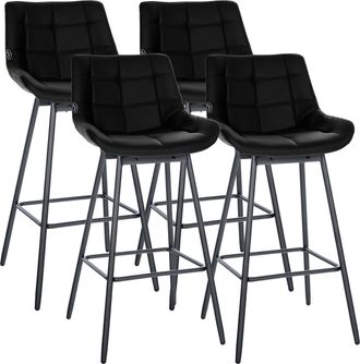 Clp Juego De 4 Taburetes De Bar Weston Giratorios Negro Simil Cuero