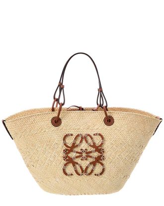 Loewe Anagram Medium Raffia & Leather Tote