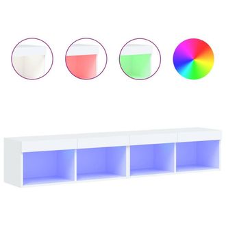 Berkfield Home TV Cabinets with LED Lights 2 pcs White 80x30x30 cm | Size: 80 x 30 x 30 cm