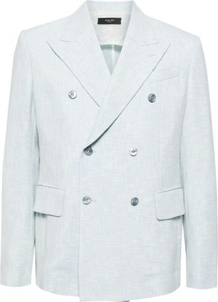Amiri Cross Hatch m&eacute;lange-effect blazer - men - Wool/Viscose/Polyamide/Cotton - 48 - Blue