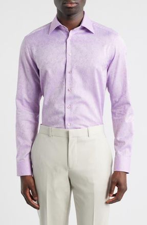 Etro Roma Regular Fit Violet Paisley Jacquard Cotton Dress Shirt in Viola at Nordstrom, Size 44 - R