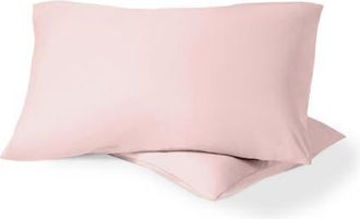 Bare Home 100% Organic Cotton Percale Cooling Pillowcase Set in Dusty Pink at Nordstrom, Size Standard