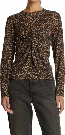 Nation Ltd Marion Twist Front Tee In Winter Leopard