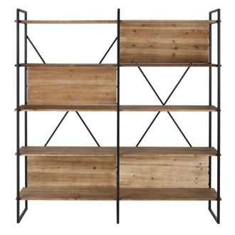 Maisons du monde Estanter&iacute;a de madera de abeto y acero negro, L176