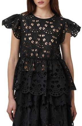 AllSaints Meadow Embroidered Top in Black at Nordstrom Rack, Size 4 Us / 8 Uk