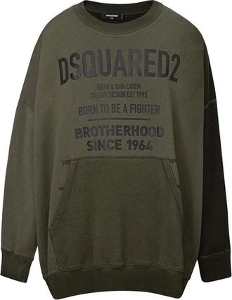 Dsquared2 Logo Oversized Sweatshirt - Heren - Sweatshirts - Groen - 2XL - Katoen - Hoodies & sweatvesten