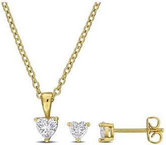 Delmar Heart Cut Cubic Zirconia Earrings & Necklace Set in Gold at Nordstrom Rack