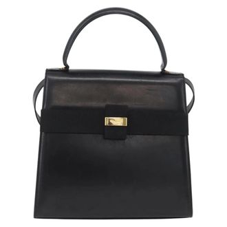 Ferragamo Vara Leather Black Leather Handbag (Pre-Owned)