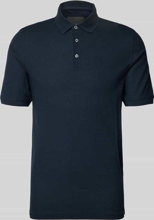 Bugatti Slim Fit Poloshirt mit Strukturmuster in Marine, Gr&ouml;&szlig;e XXXL