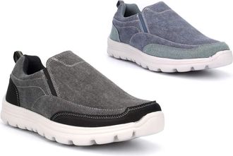 Generic Mens Canvas Shoes Size 6 Boys Shoes Size 9 Canvas Shoe Mens Casual Shoe Slip On Lightweight Memory Foam Casual Sizes 6-12 Black/Navy 12 UK