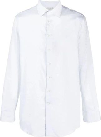 Etro Overhemd met lange mouwen - Heren - Zakelijke Overhemden - Wit - 5XL - Katoen - Overhemden