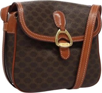 Celine Pre-owned Vintage Macadam Canvas Schoudertas - Dames - Vintage Schoudertas - Bruin - ONE Size - Leer - Vintage