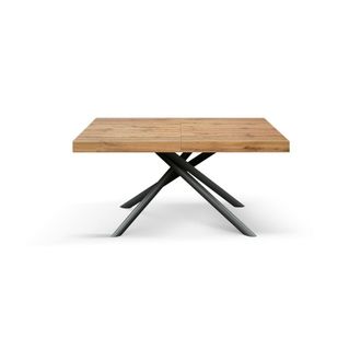 Konte Design Mesa de madera, acabado roble y base antracita, 180&times;90 - 260&times;90 cm