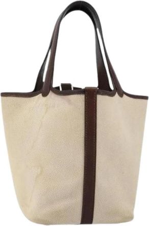 Herm&egrave;s Pre-owned Vintage Bucket Bag - Dames - Vintage Tas - Beige - ONE Size - Leer - Vintage