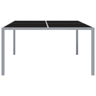 Berkfield Home Garden Table 130x130x72 cm Grey Steel & Glass | Size: 130 x 130 x 72 cm