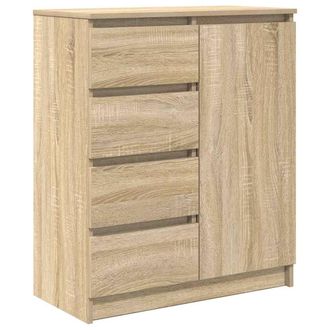 Berkfield Home Sideboard with Drawers Sonoma Oak 71x35x84 cm Engineered Wood in Light Tan | Size: 71 x 35 x 84 cm
