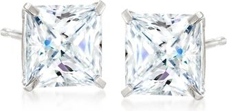 Ross-Simons Princess-Cut CZ Stud Earrings in 14kt White Gold