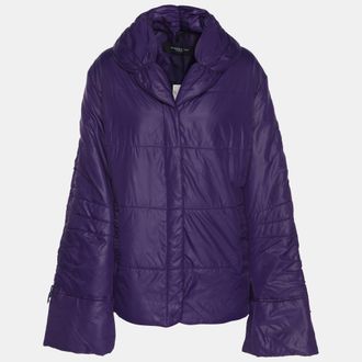 Marina Rinaldi Marina Sport By Marina Rinaldi Purple Quilted Nylon Open Neck Jacket