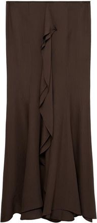 Mango x Supriya Lele Ruffle Maxi Skirt in Brown at Nordstrom, Size Medium