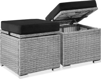Best Choice Products Set of 2 Wicker Ottomans, Multipurpose Furniture w/ Removable Cushions, Steel Frame