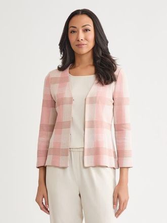Misook Tailored Multi-Color Plaid Knit Jacket in Honey Suckle/biscotti at Nordstrom, Size Xx-Large