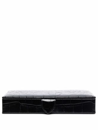 Aspinal of London crocodile-effect leather box - men - Calf Leather - OS - Black