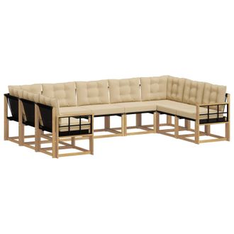 vidaXL Conjunto De Sof&aacute;s De Exterior Con Coj&iacute;n 9 Pcs Y Beige Vidaxl
