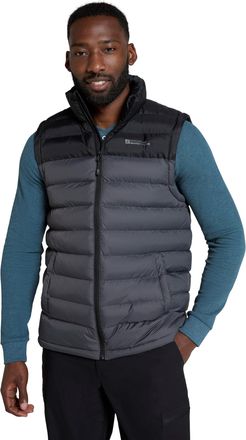 Mountain Warehouse Seasons Mens Padded Gilet - Water Resistant Gilet, Body Warmer, Lightweight Jacket, Easy to Store Coat - For Spring Summer Travelling, Walking Grey XS