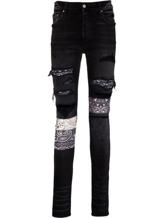 Amiri bandana-print skinny jeans - Black