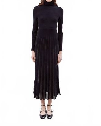 Meimeij Turtleneck Maxi Long Sleeves Dress In Black