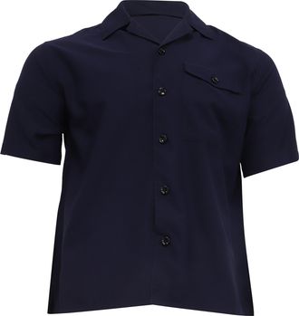 Ami Button-Down Shirt in Navy Blue Viscose