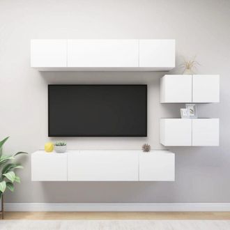 vidaXL vidaXL Set Mobili Porta TV 6 pz Bianco in Legno Multistrato