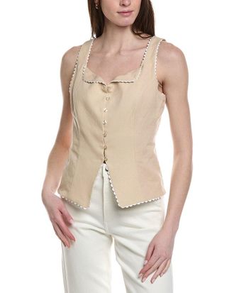 Ellen Tracy Ric Rac Linen-Blend Tank