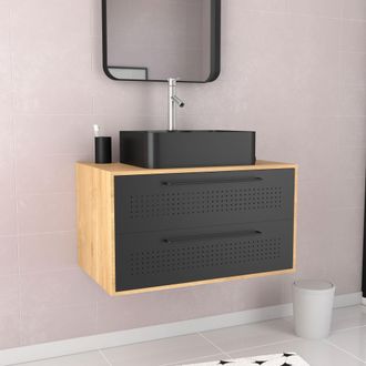 Aurlane Mueble De Ba&ntilde;o 2 Cajones + Lavabo Rectangular - Uby 80cm