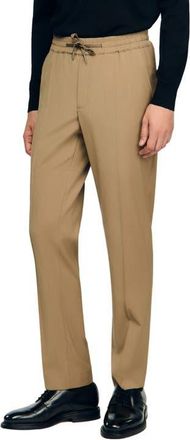 Sandro Elasticated straight-leg trousers in Dark Sand at Nordstrom, Size 36 X 31 Eu