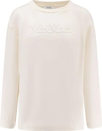 Max Mara Berma Katoen en Zijde Sweatshirt - Dames - Sweatshirts - Wit - L - Katoen - Hoodies & sweatvesten