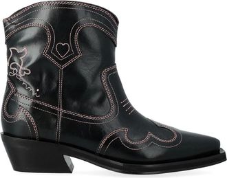 Ganni Schoenen, Dames, Zwart, 37 EU, Leer, Stivaletto texano
