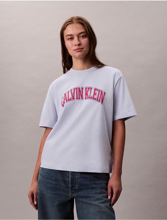 Calvin Klein Jeans Calvin Klein Womens Boxy Varsity Logo T-Shirt - Blue - XS
