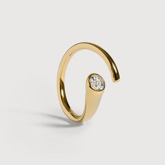 Monica Vinader Gold Solitaire Diamond Wrap Ring Lab Grown Diamond