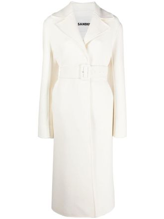 Jil Sander Cappotto monopetto con cintura - Bianco