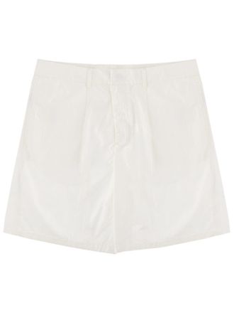 Emporio Armani Flat Front Subtle Pleats Cotton Shorts