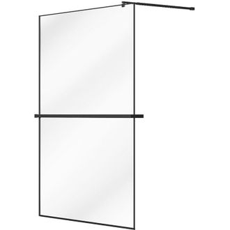 Vente-Unique Parete per doccia walk-in con portasciugamani e scaffale 140 x 200 cm Nero opaco - BONPERO