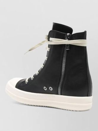 Rick Owens leather high top sneakers round toe sole