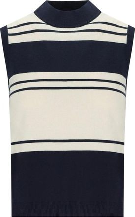Max Mara Nazione Top - Dames - Ronde hals truien - Blauw - M - Polyester - Truien & Vesten
