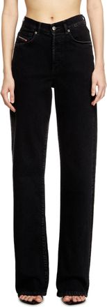 Diesel Regular Jeans High Waist 1971 D-Sent, Black/Dark grey, Button fly