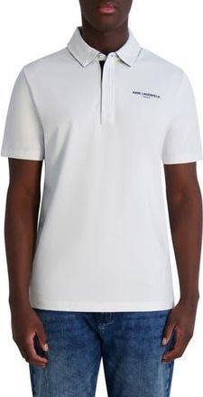 Karl Lagerfeld Logo Chest Stretch Cotton Polo in White at Nordstrom Rack, Size Xx-Large