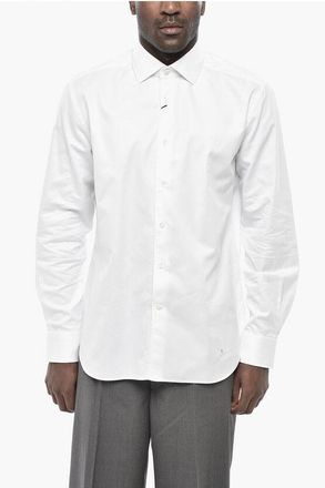 Corneliani Solid Shirt with Chevron Pattern size 42