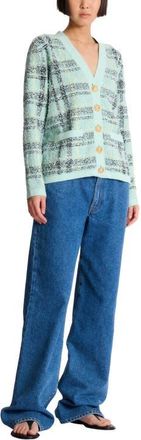 Balmain Loose glitter tweed cardigan in Green at Nordstrom, Size 36 Eu