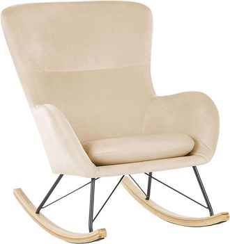Beliani Silla mecedora terciopelo beige