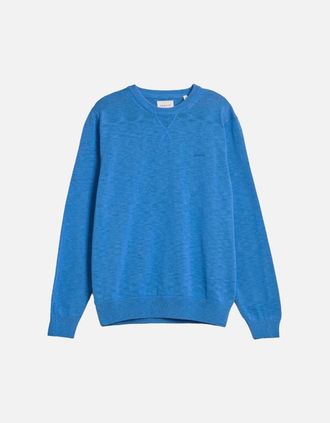GANT Mens Gant Cotton Flamme C-neck Knitwear Rich Blue - Size: 36